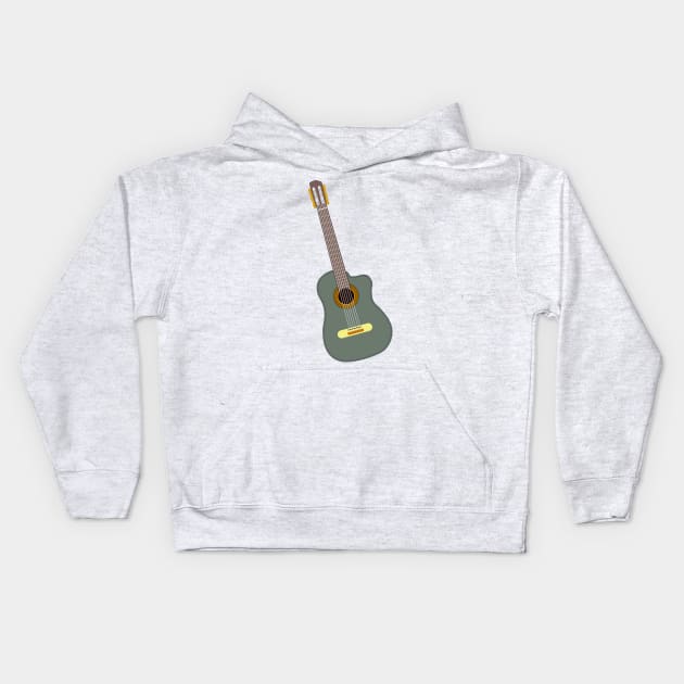 Green Guitar Kids Hoodie by dorletin